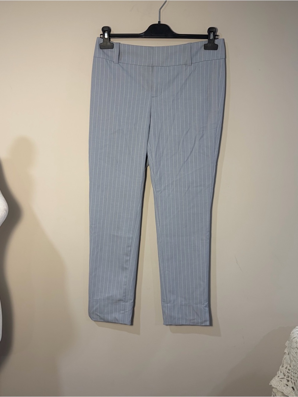 Calvin Klein Light Blue Pinstripe Straight-Leg Pants